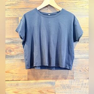 Lululemon Black Crew Neck Cropped T-Shirt